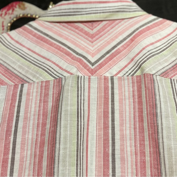 Vintage Villager Sport Petites short sleeved striped, tailored, fitted button up - Picture 3 of 8